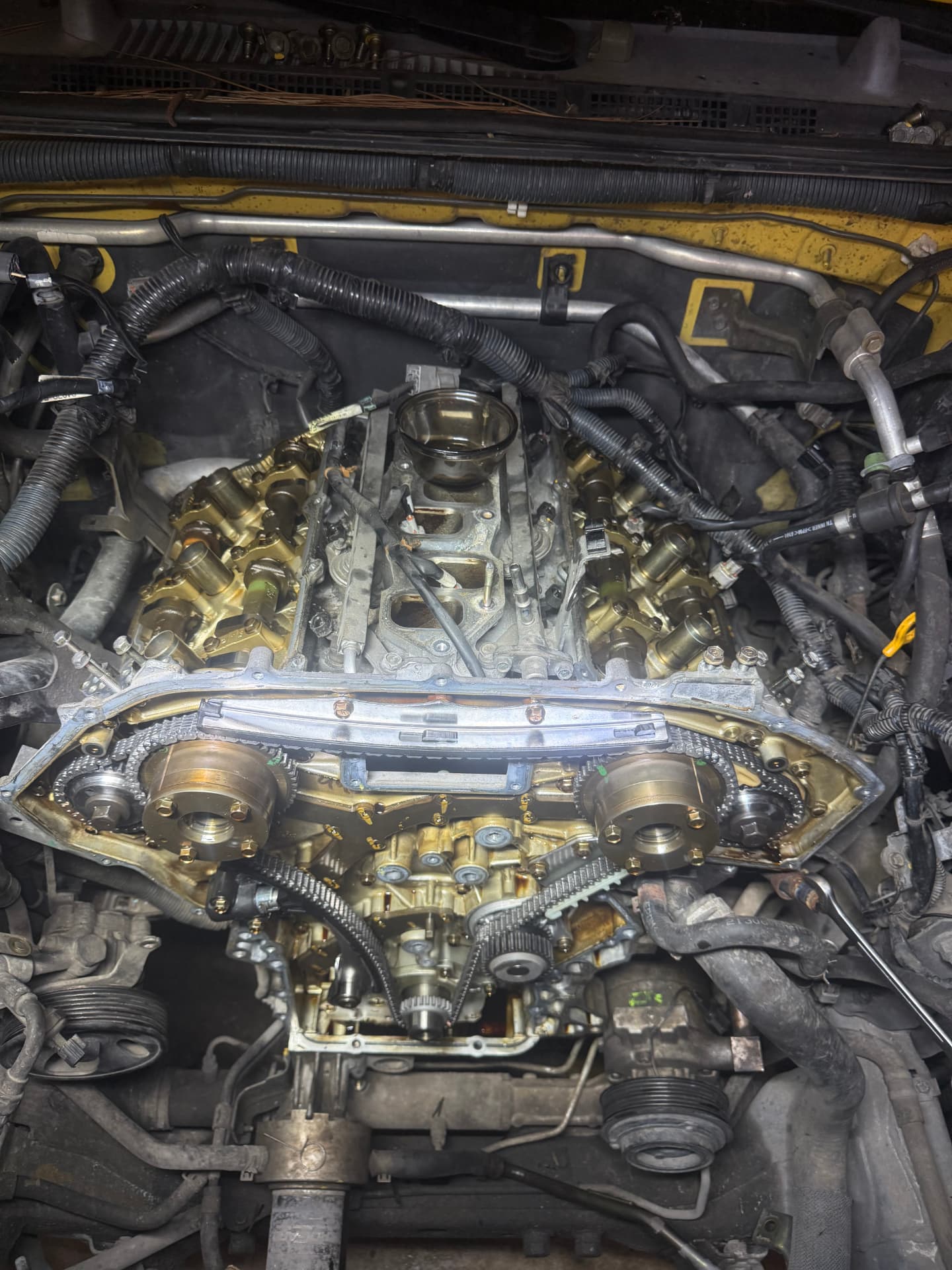 Timing chain service — V6 front cover off, Sam's Auto mobile mechanic in Douglas, GA