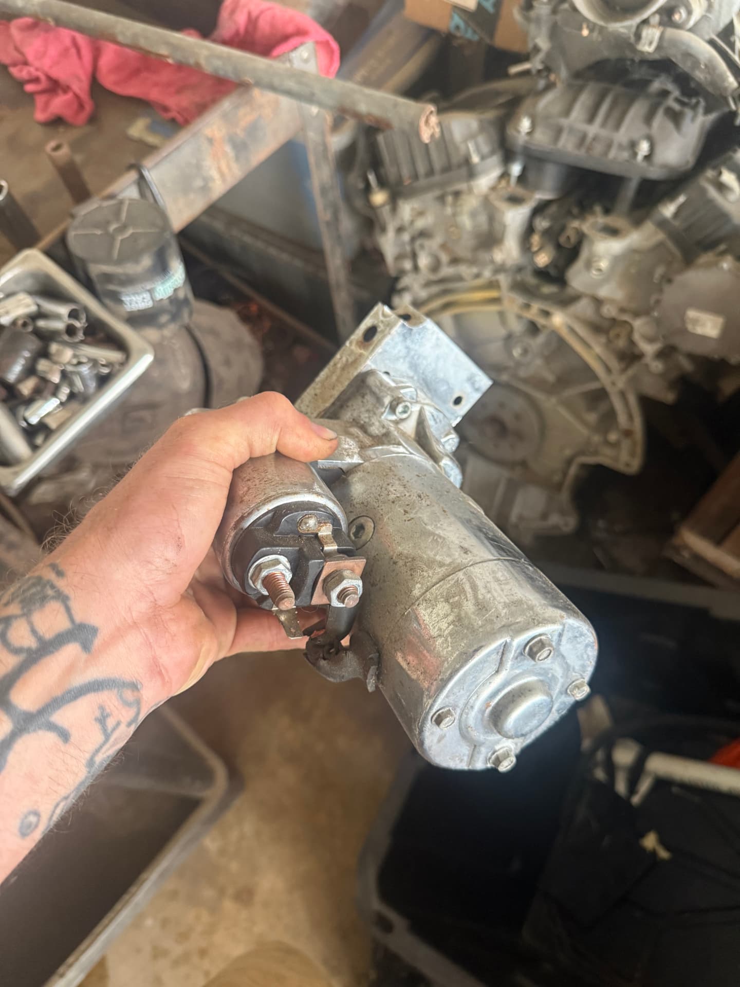 Starter replacement — Old unit pulled, Sam's Auto mobile mechanic in Douglas, GA
